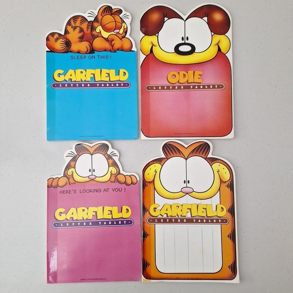 Vintage 1978 Mead GARFIELD & ODIE Letter Tablet Paper Writing Notepad, Set of 4